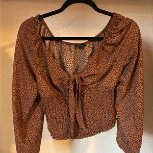 Leopard Print Smocked Blouse